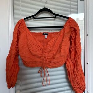 Orange Ruched Women's Crop Top